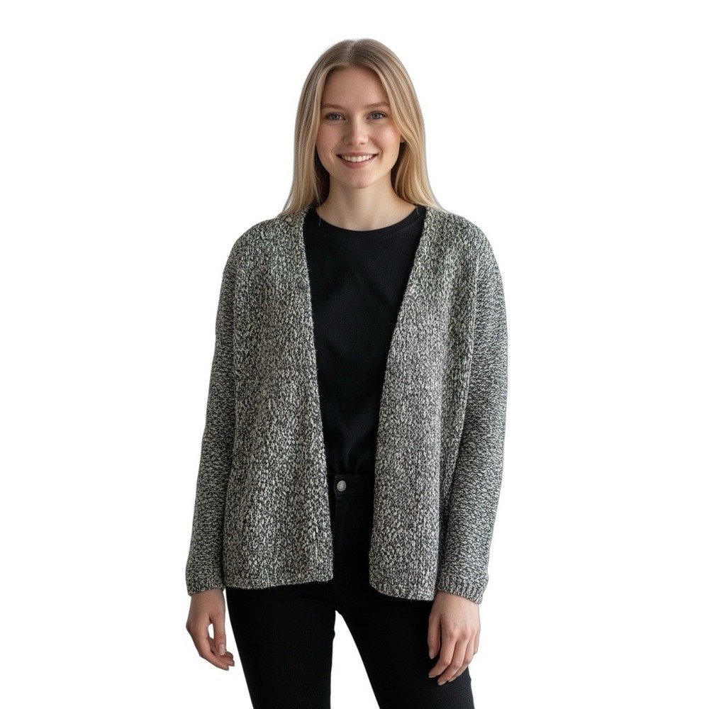 Brandy Melville Marled Knit Open Front Cardigan Sweater Black‎ White One Size
